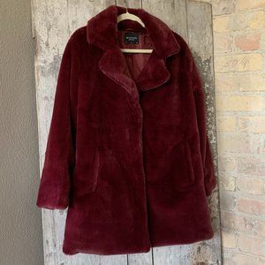 Burgundy Faux Fur Coat